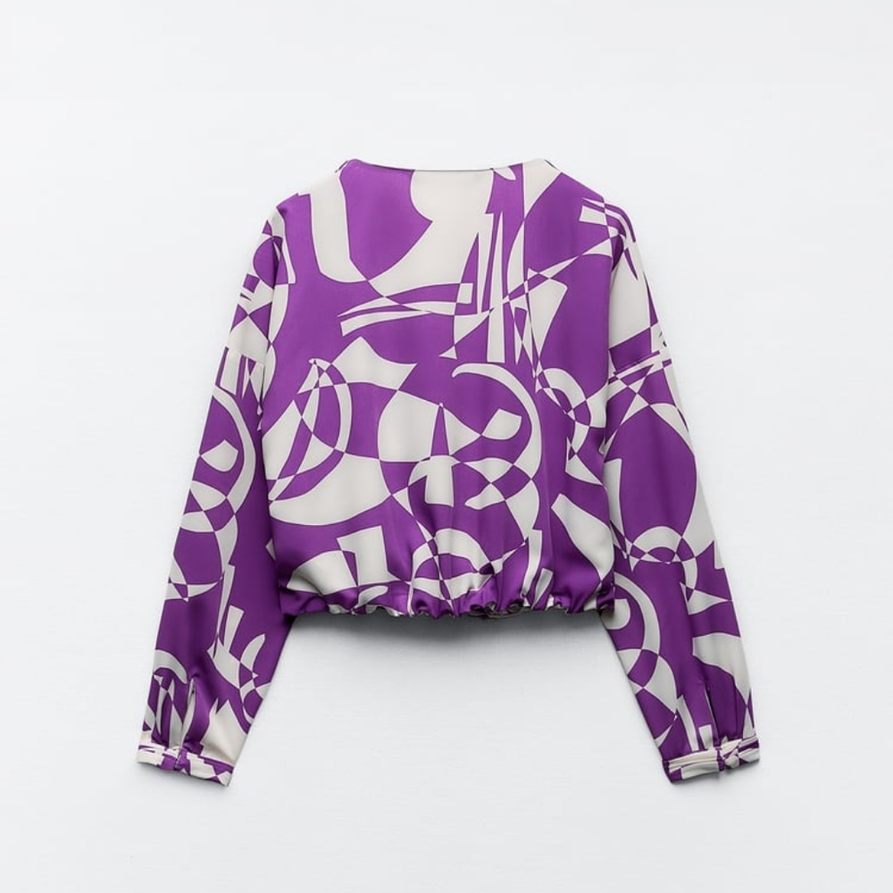 ZARA RUCHED PRINT TOP - Picture 6 of 7